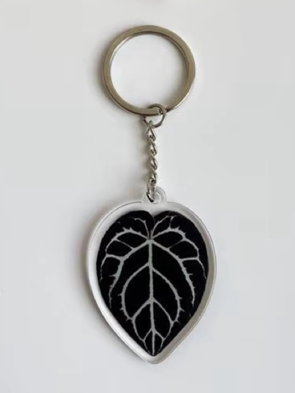 Anthurium Magnificum Black Leaf Keychain - Bag Charm - NEW!